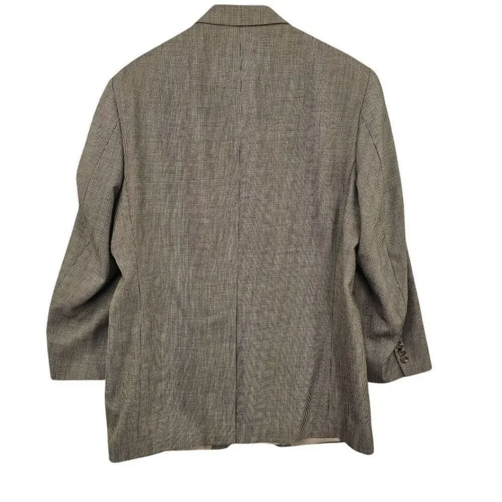 Lauren Ralph Lauren Mens 43L Tan Brown Houndstooth Wool Two Button Blazer